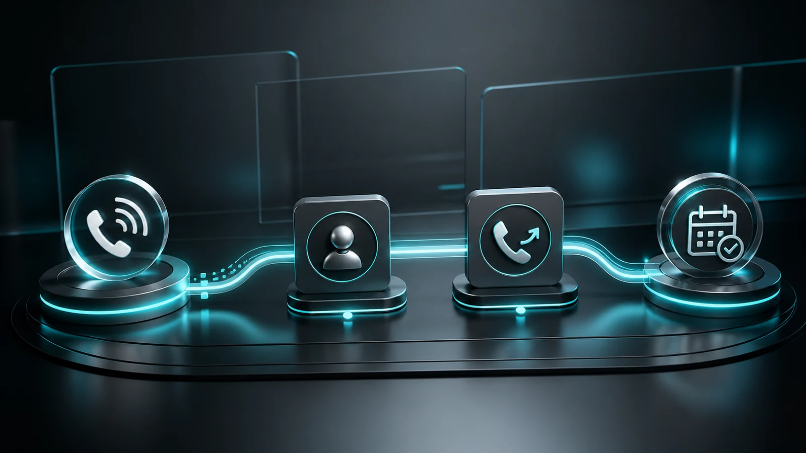 Dark graphite editorial visual for a Home Services AI Receptionist case review, showing call handling, intake review, and escalation cues.