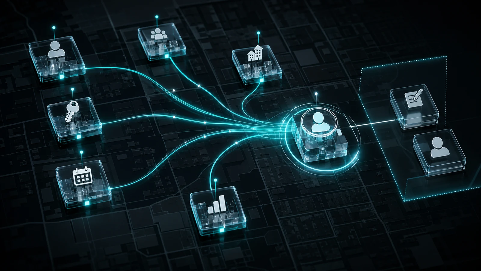 Dark graphite editorial visual for a Real Estate Lead Response Automation case review, showing lead routing, response ownership, and proof-safe review cues.